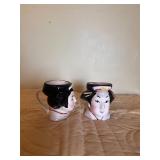 Vintage-Style Japanese Geisha Face Mugs   Set of 2