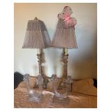Pair of French Metal Lamps & Candle Holders