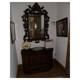 Hall Table and Mirror with Contents