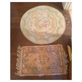 Lot of 2 Vintage Floral Accent Rugs   Oval & Recta
