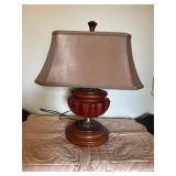 Traditional Table Lamp with Wood & Brass-Style Bas