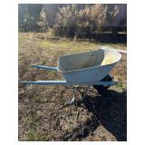 Vintage Metal Wheelbarrow   Light Blue Finish