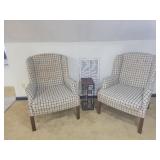Pair of wingback chairs with table