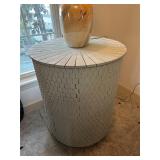 Round Baby Blue Wood Vintage Accent Table