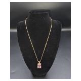 925 Silver Necklace With Pink Pendant