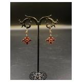 Sterling Silver Earrings With Red Stones