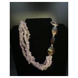 Purple Clam Shell and Amethyst Necklace