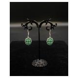 Sterling Silver Earrings with Emerald like Stones