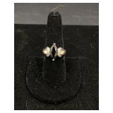 Sterling Silver White and Black Stone Ring