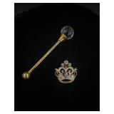 Crown Broach and Mini Gold Electroplated Septor