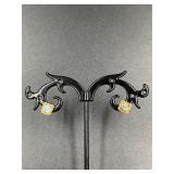 14k Gold Earrings with Aquamarine Stone