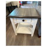 White End Table with Wooden Top