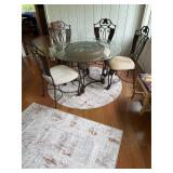 Glass Round Table with 4 Chairs and Pair of Rugs