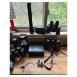 Binoculars, Flashlight, Vintage Canon Camera and S