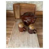 Cutting Board, Plates, and Salt/Pepper Shakers