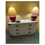 White Dresser and Two Lamps