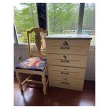 Vintage Yellow Small Chest of Drawers and Chair