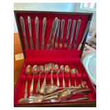 Silverplate Utensils with Box and Tray