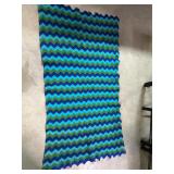 Handmade Multi-color Cheveron Crocheted Afghan Bla