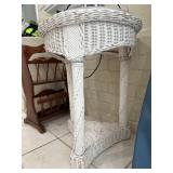 Magazine Rack and Wicker Side Table