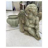 Outdoor Planter and Cherub Figure
