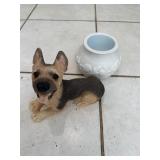 Outdoor Planter and Dog Figure