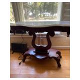 Empire Style Marble Top Lyre Base Console Table