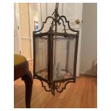 traditional brass-finish hanging lantern chandelie