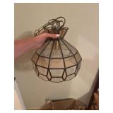 vintage stained-glass pendant light shade or hangi