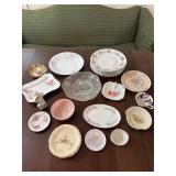 Assorted floral glassware