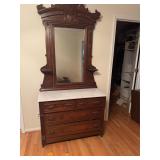 Victorian Eastlake-style marble-top dresser with m