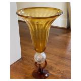 Tall amber glass vase