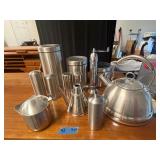 Assortment of stainless steel kitchen utensils
