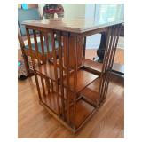 English walnut & yew inlayed spin book case