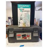 Rubbermaid tool box (empty) & garden sprayer