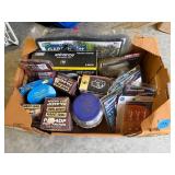 Box lot of lightbulbs, anchors, and electrical