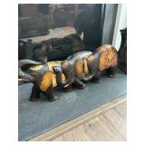 Trio of Hand-carved and Painted Wooden Elephant De