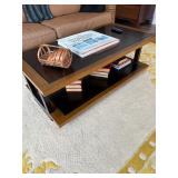 Two-tier Rectangular Coffee Table with Warm Wood-t