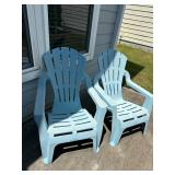 Pair of Blue Plastic Lawn Chairs