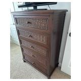 5 Drawer Woven Rattan Dresser