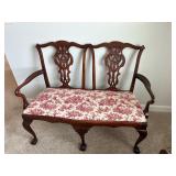 Vintage Chippendale-style Mahogany Double-chair-ba