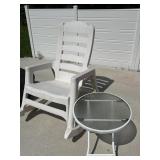 Outdoor Rocking Chair and Glass Side Table