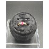 10kt yellow gold stone & diamond ring