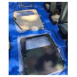 3 NEW SOFT DOORS, PAIR OF GREEN FRONT, SINGLE TAN