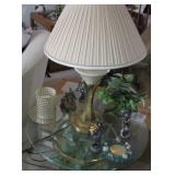 STIFFEL LAMP PLATE GLASS TABLE
