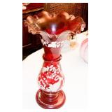 BOHEMIAN RUBY ENAMELED VASE