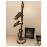 Vintage Brass Hands MCM Letter Holder, Victorian