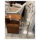 Wooden table and metal plant stand