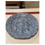 Blue Ceramic Spongeware Deviled Egg Plate Made I