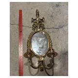 Mirrored Brass Two-Light Wall Sconce